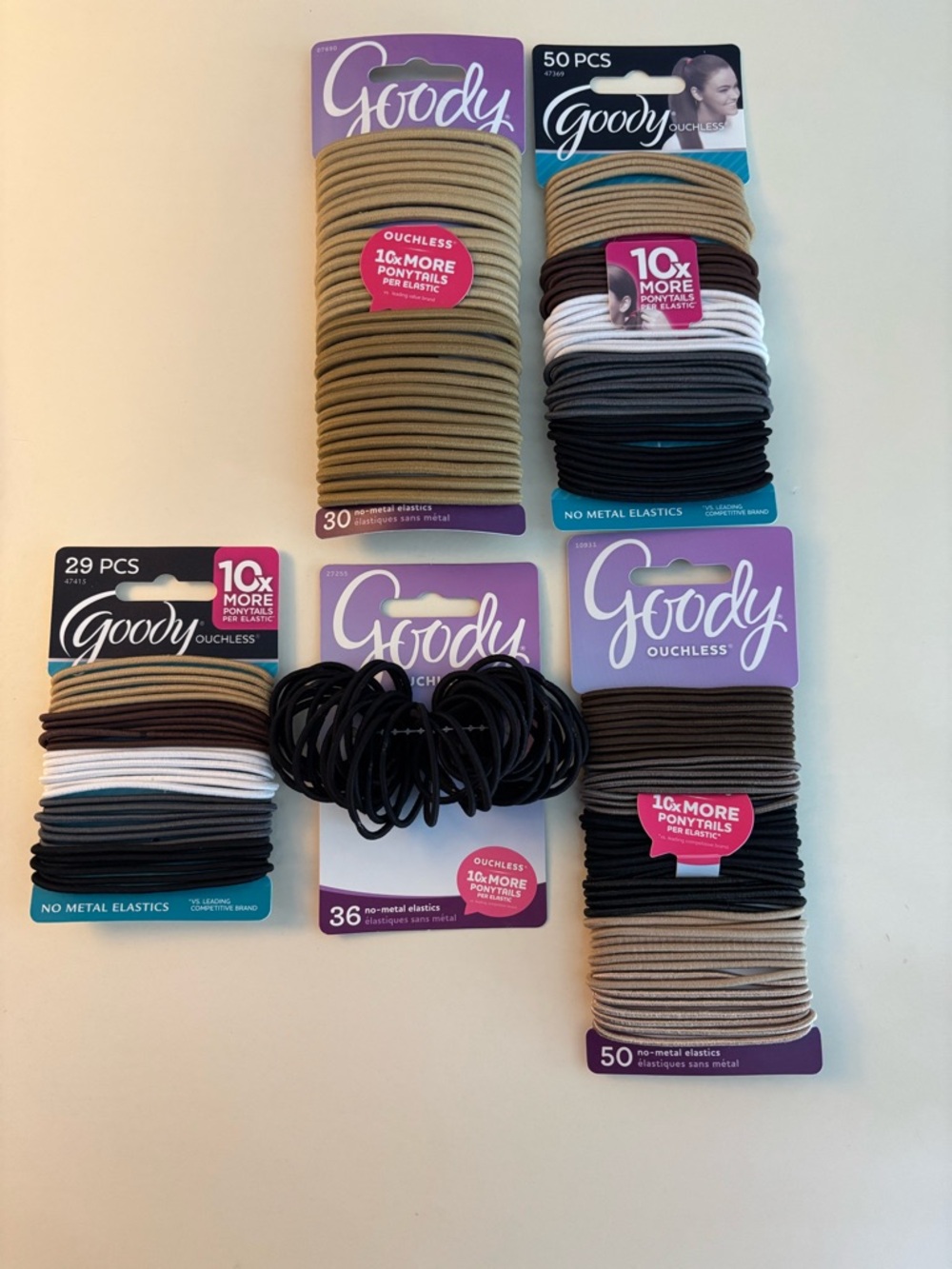 Goody Ouchless Mixed Color Hair Elastics Pack - Assorted Neutrals